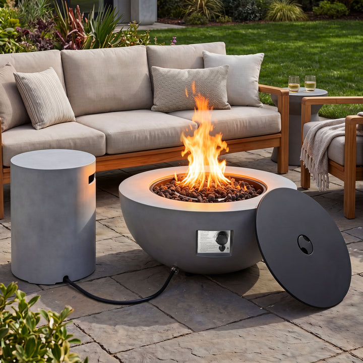 50,000 BTU Bowl-Shaped Patio Propane Fire Pit Table with Hidden Tank Table