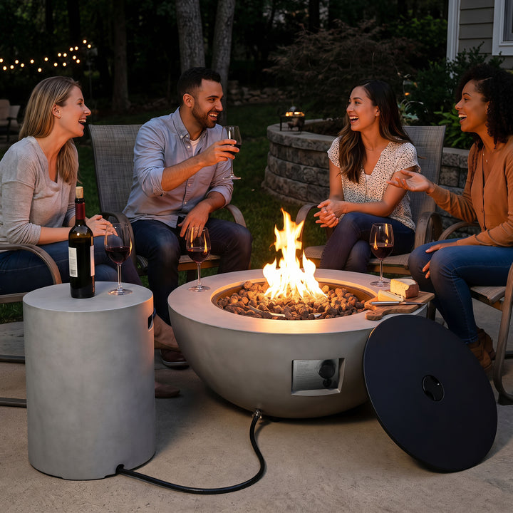 50,000 BTU Bowl-Shaped Patio Propane Fire Pit Table with Hidden Tank Table