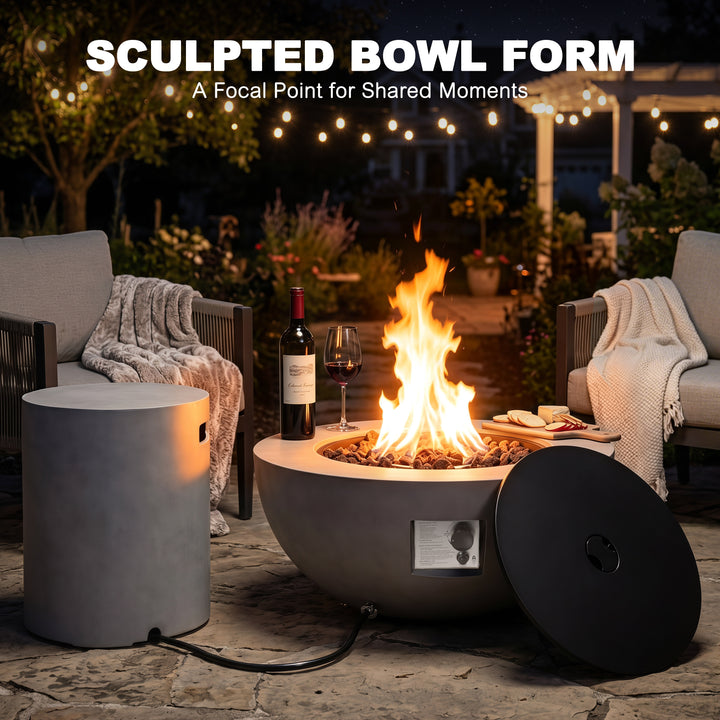 50,000 BTU Bowl-Shaped Patio Propane Fire Pit Table with Hidden Tank Table