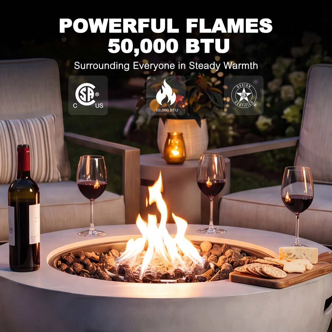 50,000 BTU Bowl-Shaped Patio Propane Fire Pit Table with Hidden Tank Table