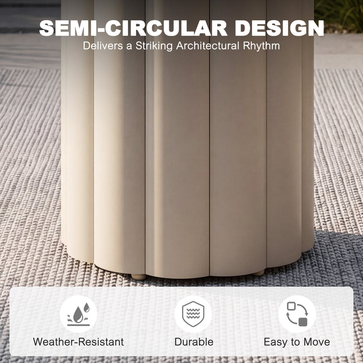 Aluminum 19.7" Round Outdoor Side Table with Sintered Stone Tabletop