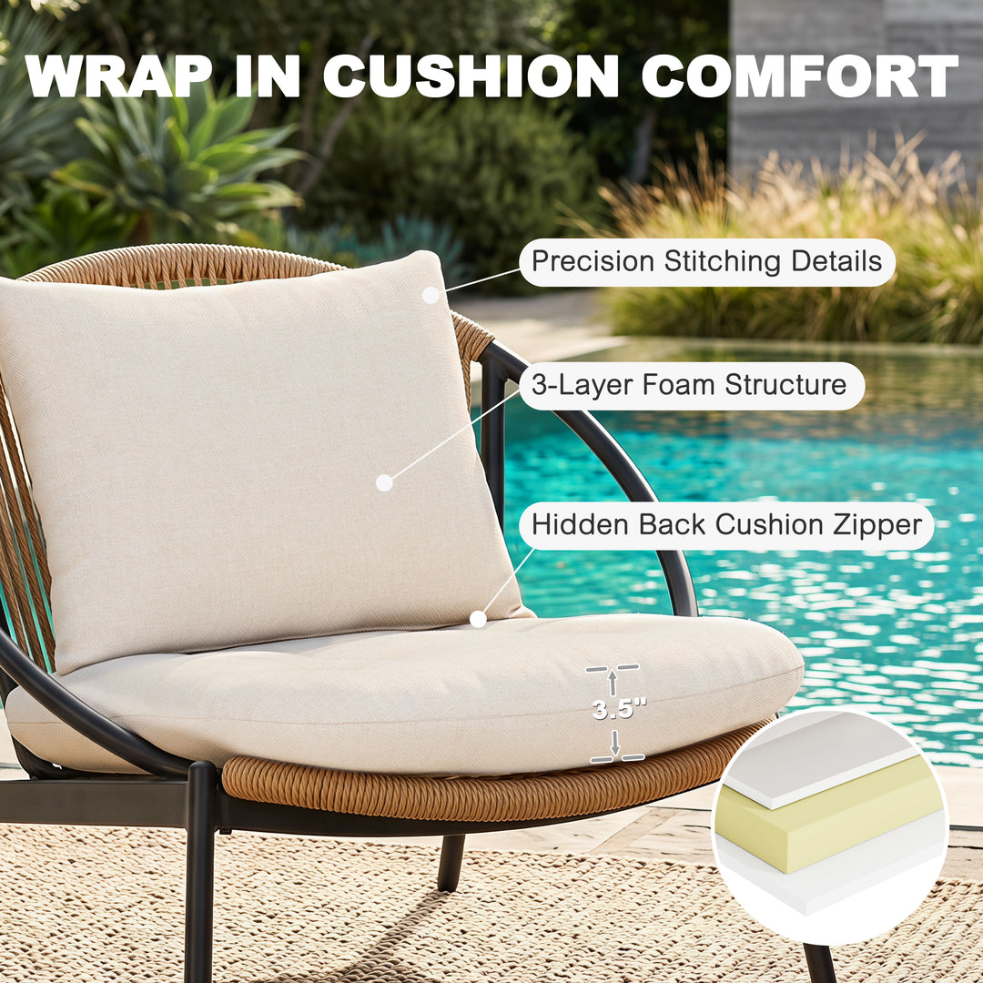 3-Piece Aluminum and Wicker Oversized Patio Bistro Set with Coffee Table