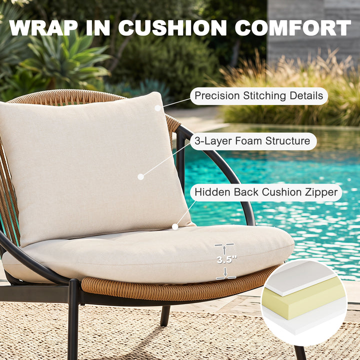 3-Piece Aluminum and Wicker Oversized Patio Bistro Set with Coffee Table