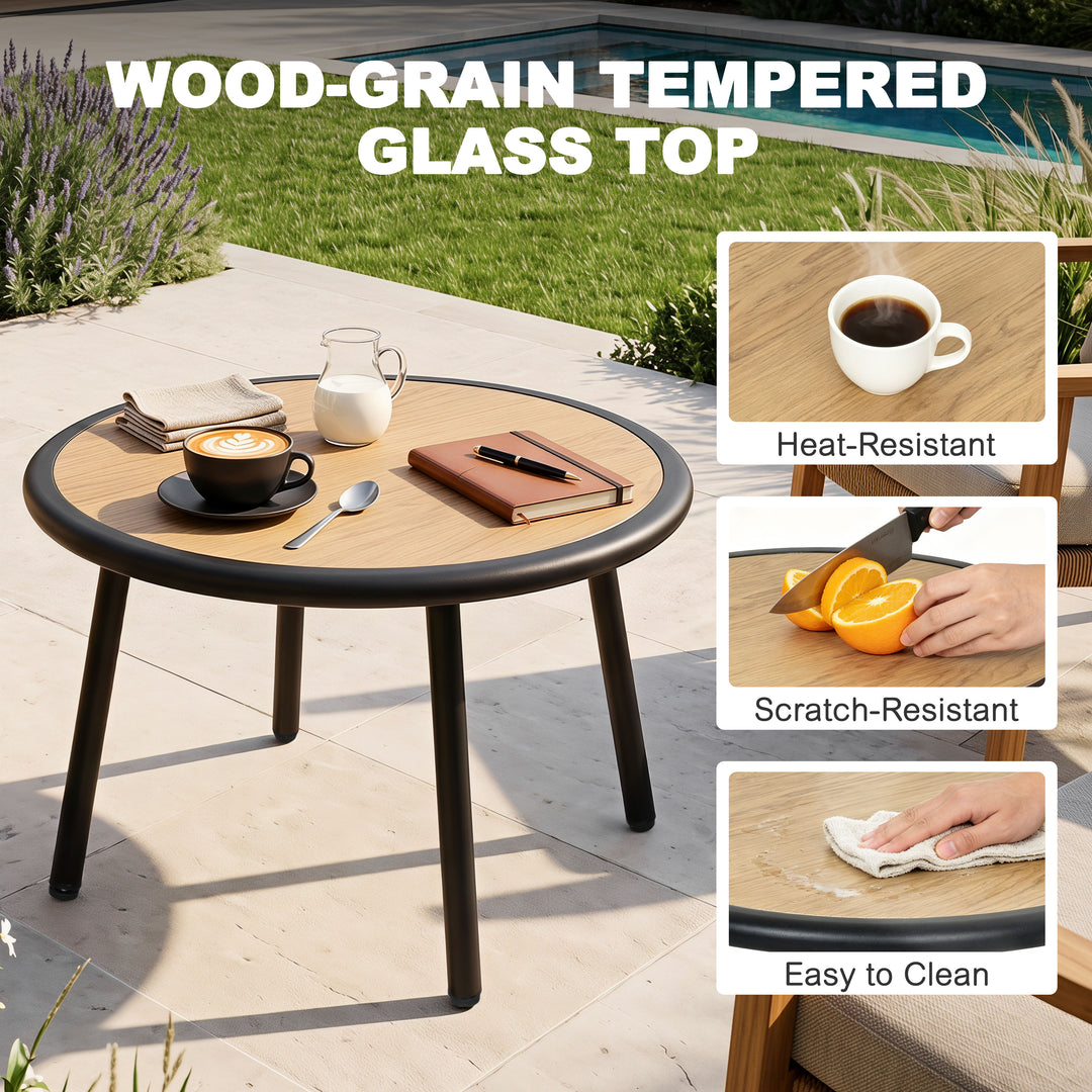 3-Piece Aluminum and Wicker Oversized Patio Bistro Set with Coffee Table