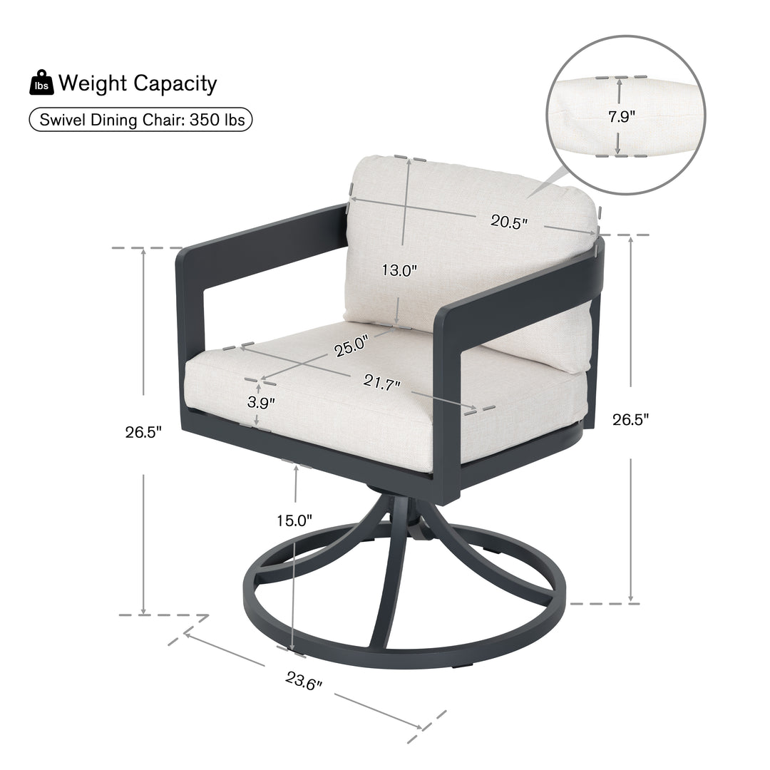 Patio Time Outdoor Aluminum Swivel Dining Chair Set of 2