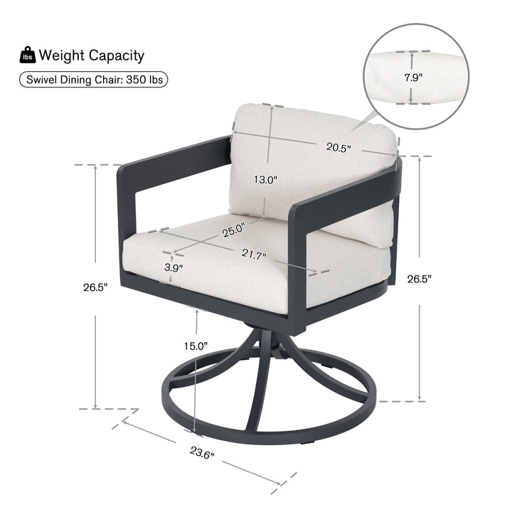 Patio Time Outdoor Aluminum Swivel Dining Chair Set of 2