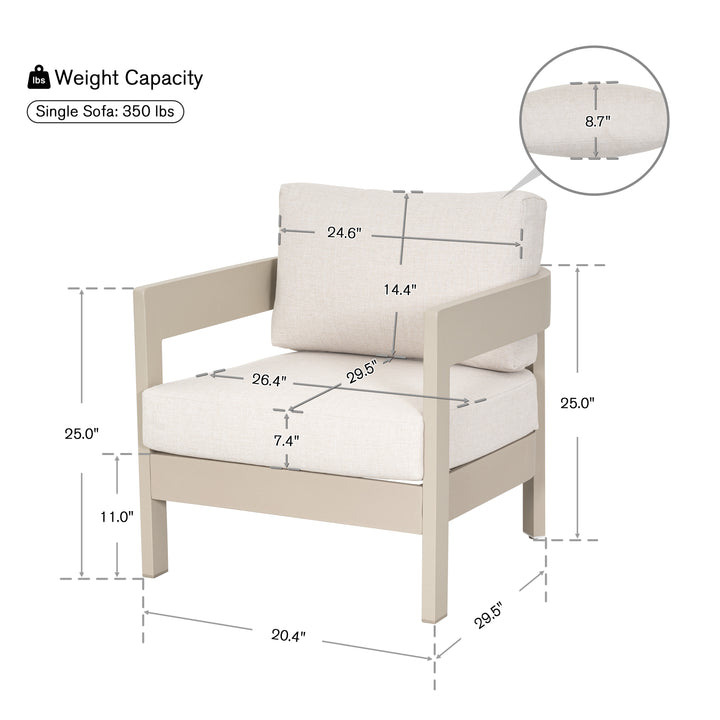 Patio Time Outdoor Aluminum Patio Chair Set of 2
