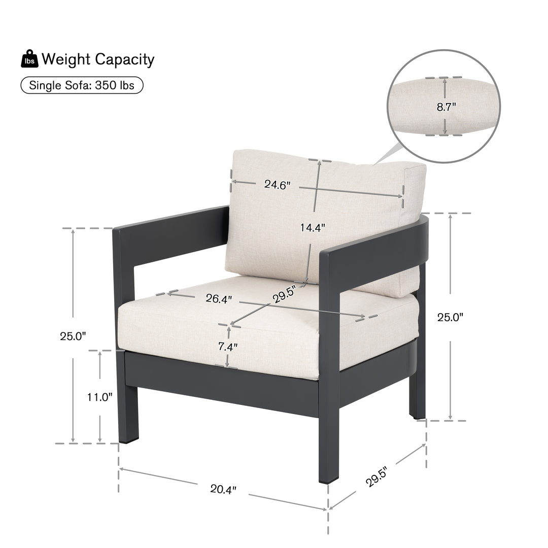 Patio Time Outdoor Aluminum Patio Chair Set of 2