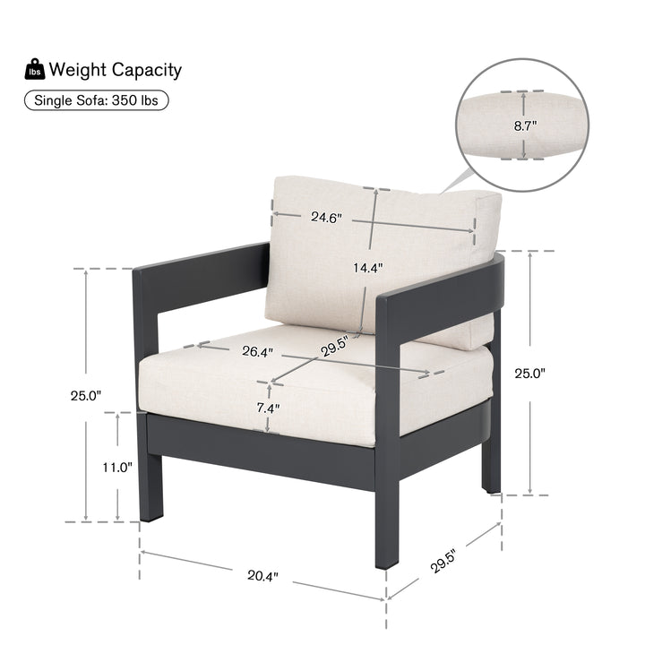 Patio Time Outdoor Aluminum Patio Chair Set of 2