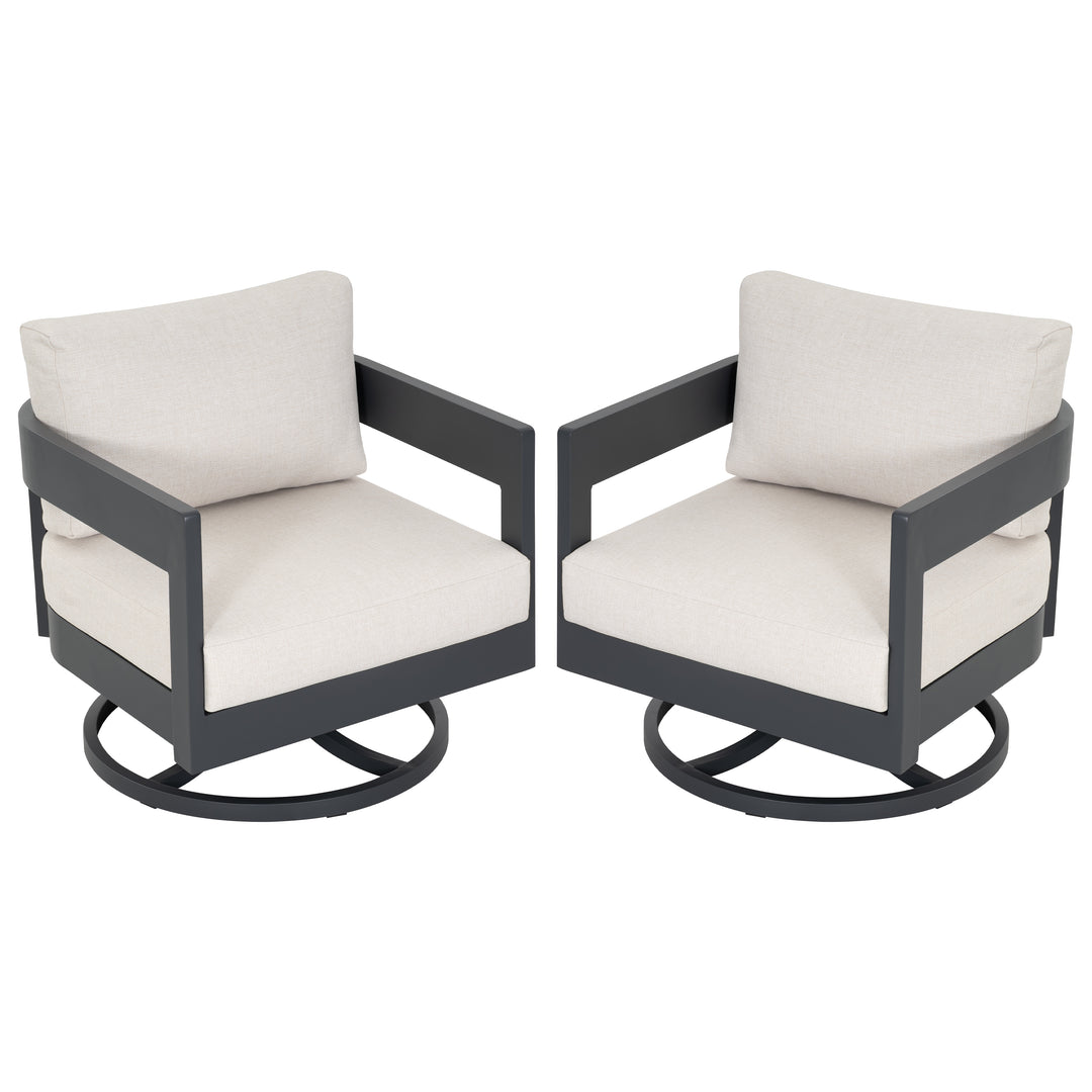 Patio Time Outdoor Aluminum Swivel Patio Chair Set of 2