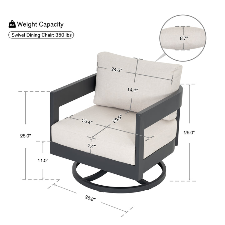 Patio Time Outdoor Aluminum Swivel Patio Chair Set of 2