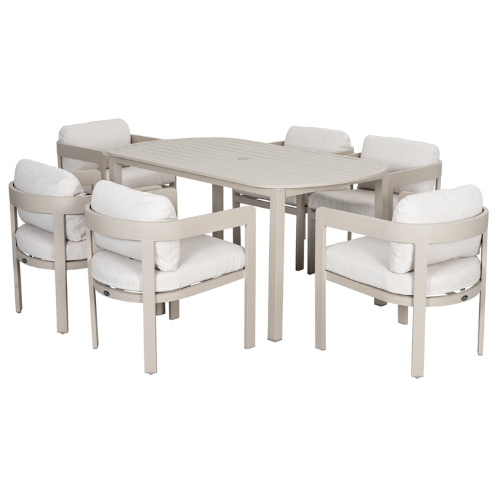 Patio Time 7-Piece Aluminum Outdoor Dining Set, with 63" Round Table for 6 People
