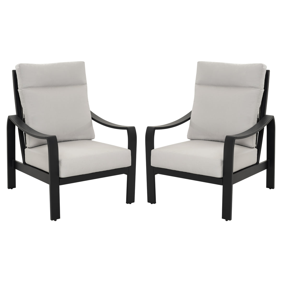 Patio Time Aluminum and Textilene Rope High Back Patio Chair Set of 2