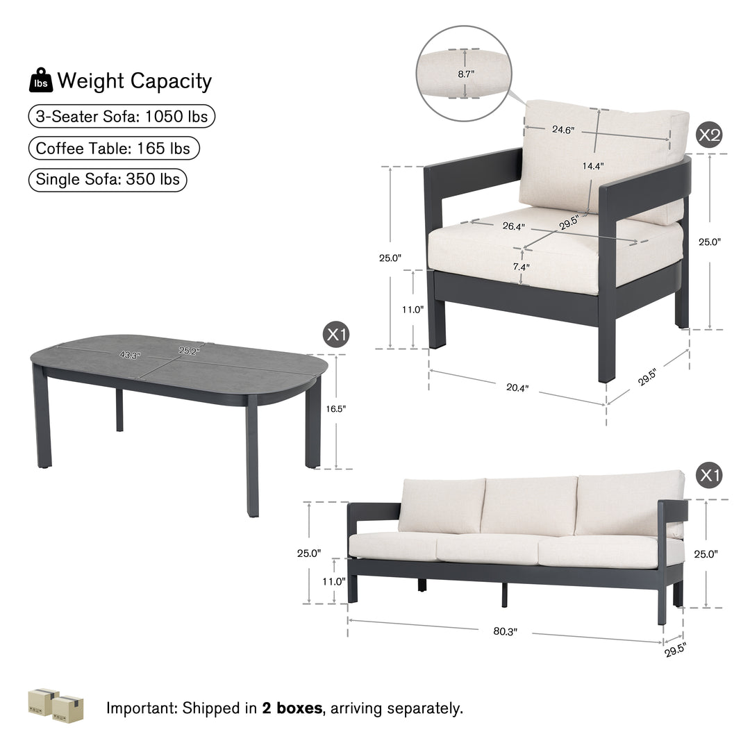 Patio Time 4-Piece Aluminum Outdoor Conversation Set