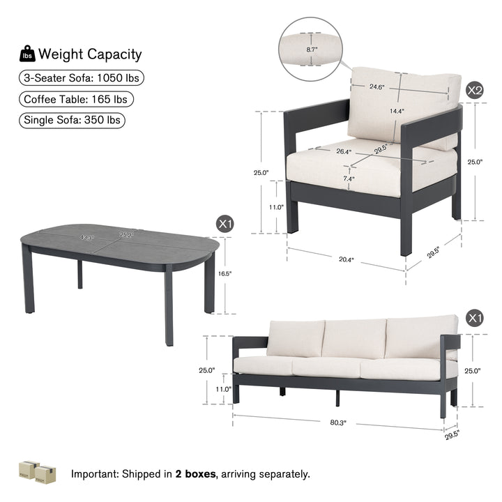 Patio Time 4-Piece Aluminum Outdoor Conversation Set