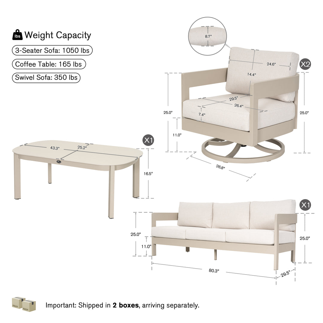 Patio Time 4-Piece Aluminum Outdoor Conversation Set