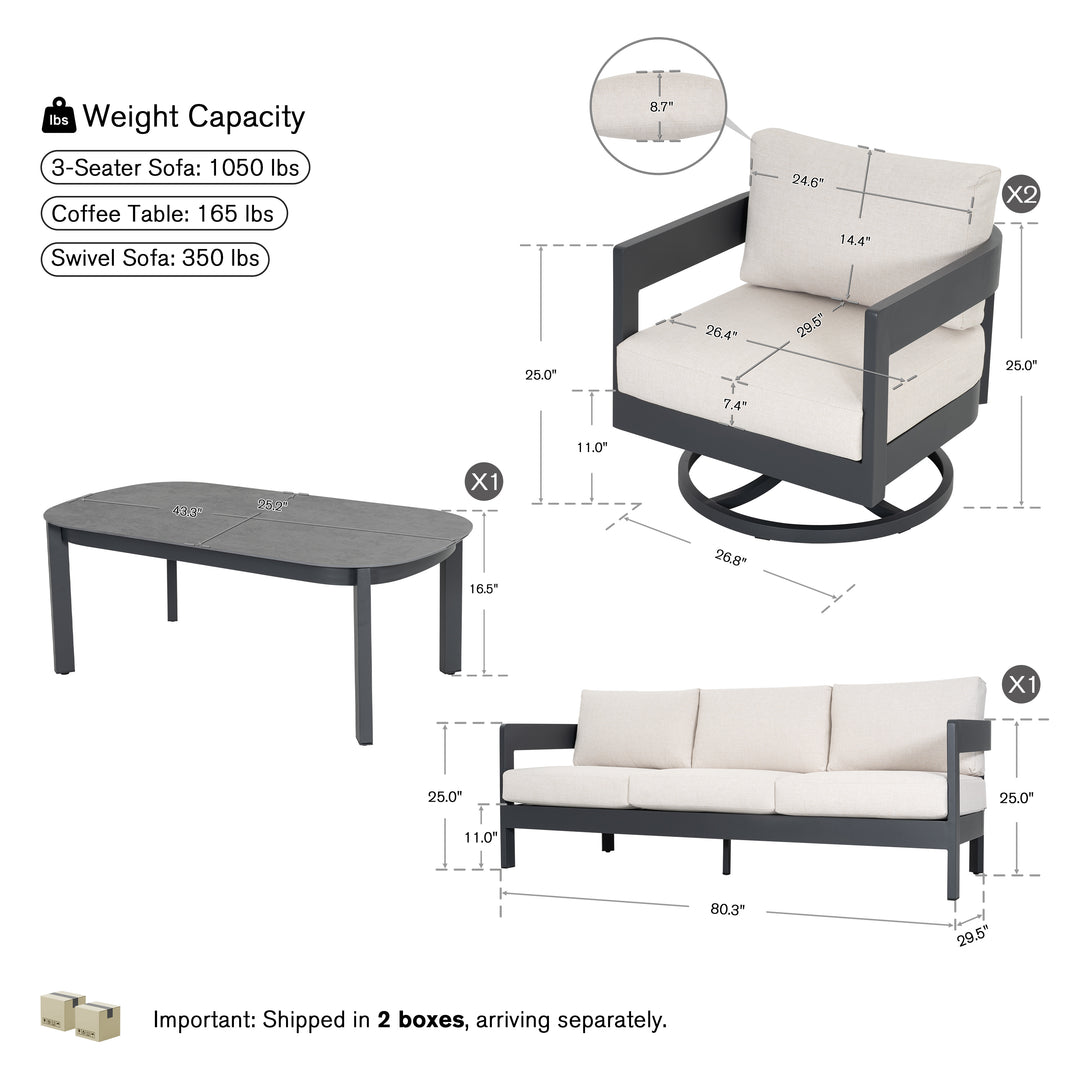 Patio Time 4-Piece Aluminum Outdoor Conversation Set
