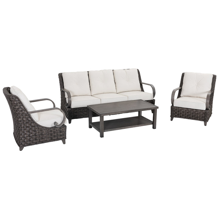 Patio Time 4-Piece Aluminum and Wicker Outdoor Conversation Set