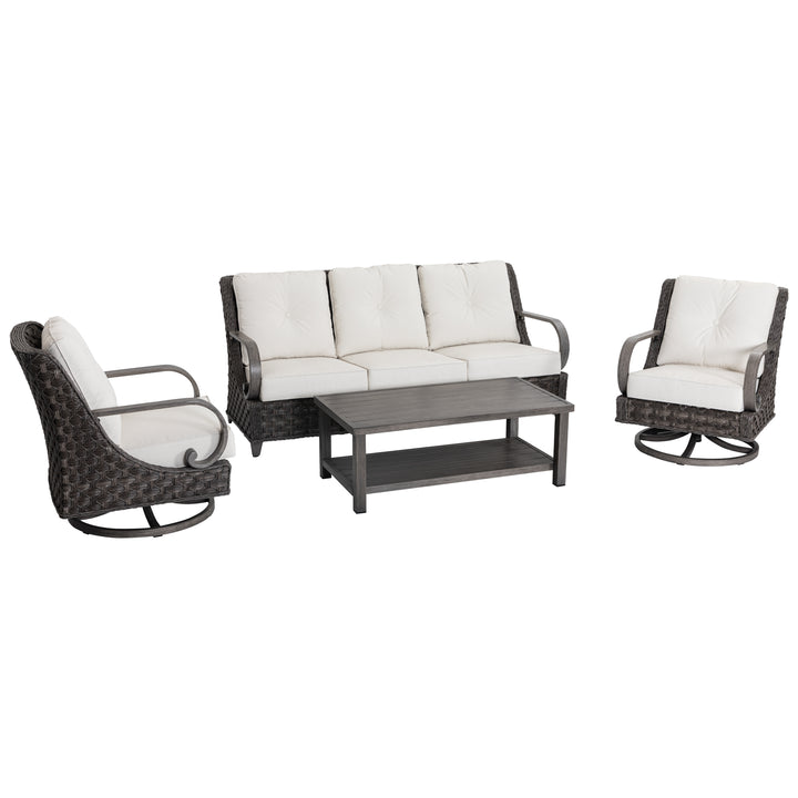Patio Time 4-Piece Aluminum and Wicker Outdoor Conversation Set