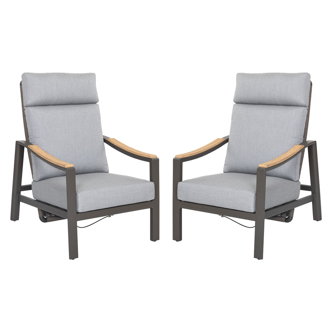 Patio Time Aluminum and Wicker Patio Chairs with Cushions Set of 2
