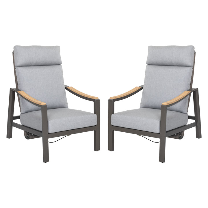 Patio Time Aluminum and Wicker Patio Chairs with Cushions Set of 2