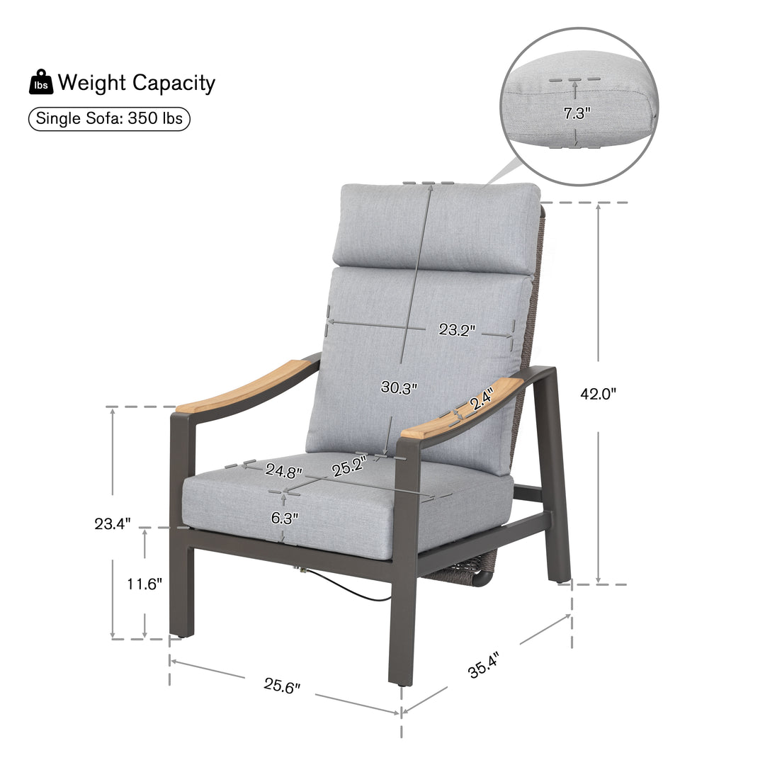 Patio Time Aluminum and Wicker Patio Chairs with Cushions Set of 2
