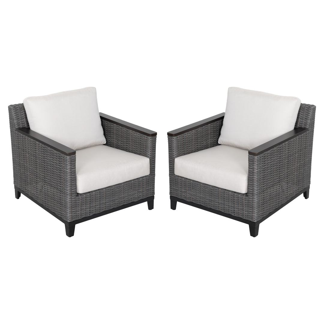 Patio Time Aluminum and Wicker Patio Chairs with Cushions Set of 2