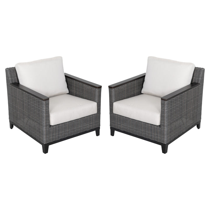 Patio Time Aluminum and Wicker Patio Chairs with Cushions Set of 2