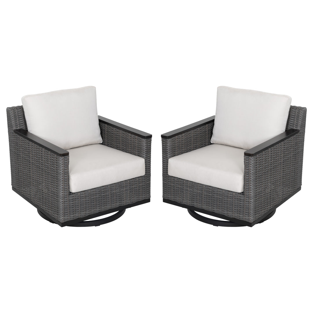 Patio Time Aluminum and Wicker Swivel Rocker Chairs with Cushions Set of 2