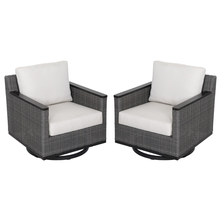 Patio Time Aluminum and Wicker Swivel Rocker Chairs with Cushions Set of 2