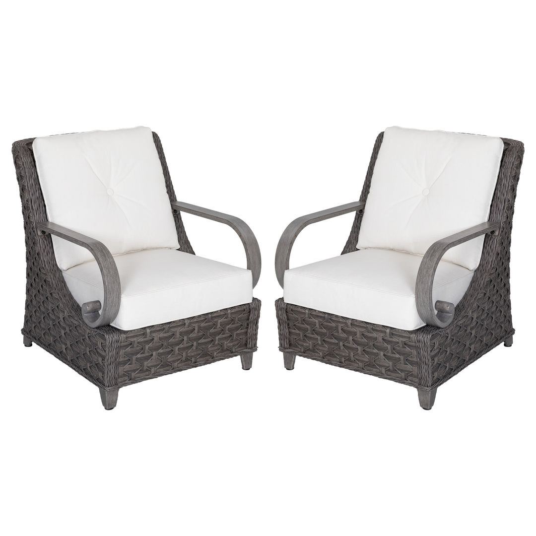 Patio Time Aluminum and Wicker Patio Chairs with Cushions Set of 2