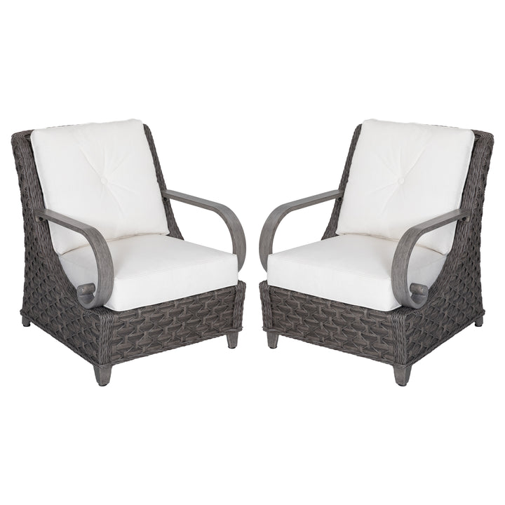 Patio Time Aluminum and Wicker Patio Chairs with Cushions Set of 2