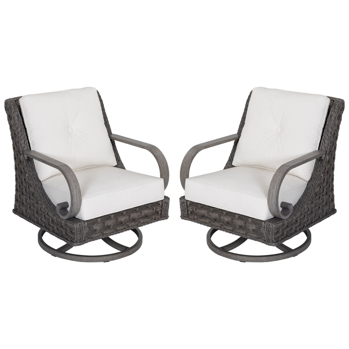 Patio Time Aluminum and Wicker Swivel Patio Chairs with Cushions Set of 2