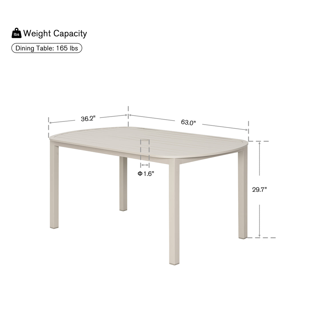 Patio Time Outdoor 63 Inch Aluminum Dining Table