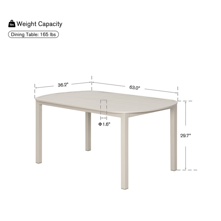 Patio Time Outdoor 63 Inch Aluminum Dining Table