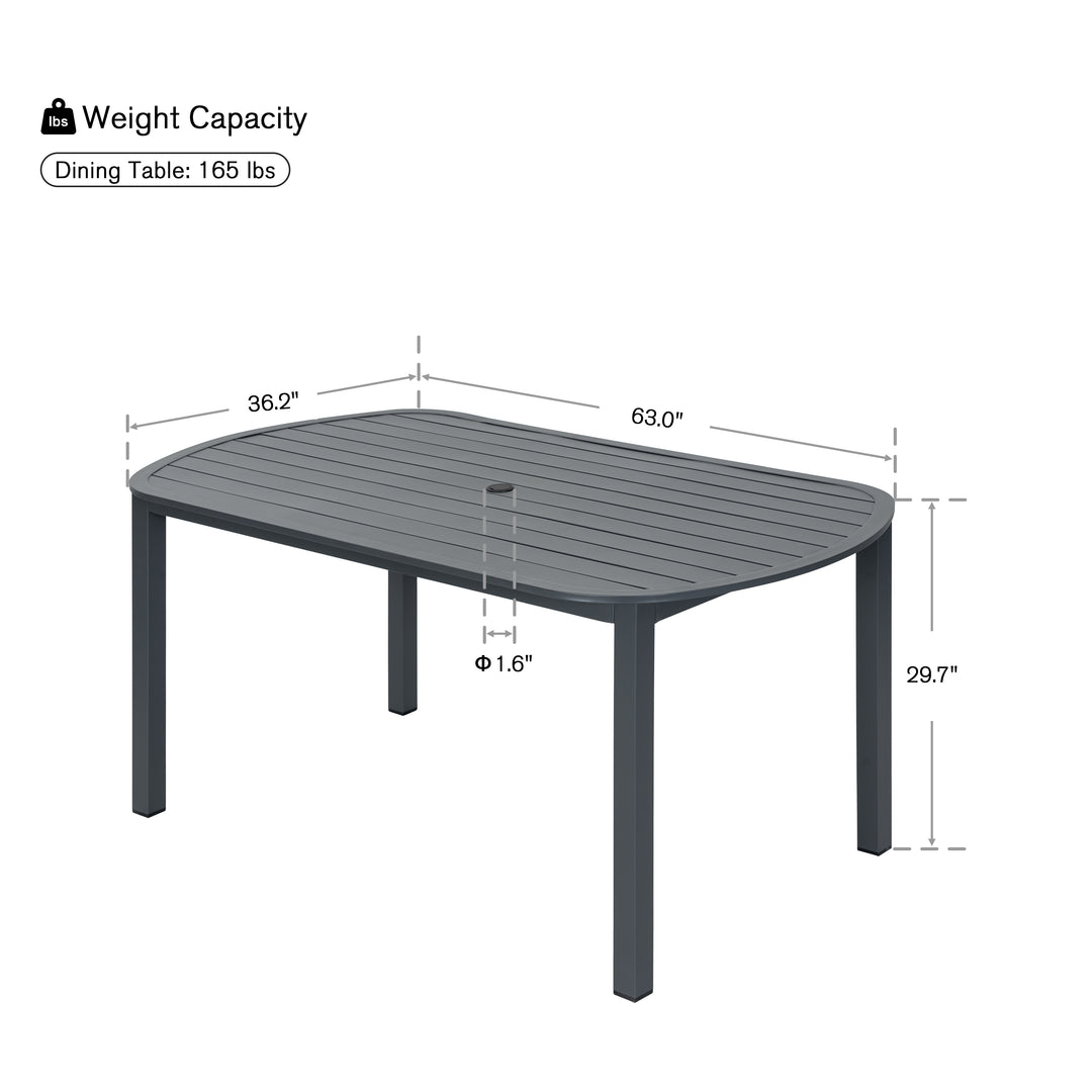 Patio Time Outdoor 63 Inch Aluminum Dining Table