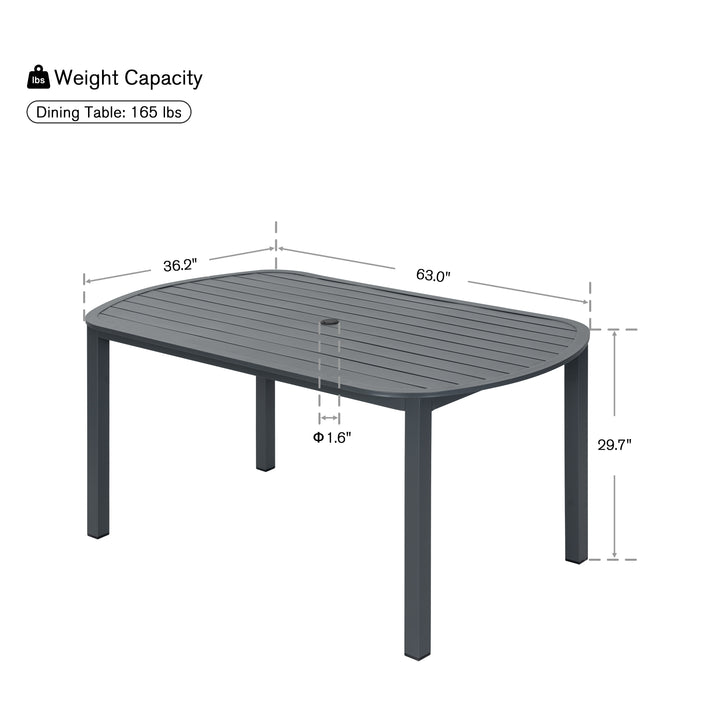 Patio Time Outdoor 63 Inch Aluminum Dining Table