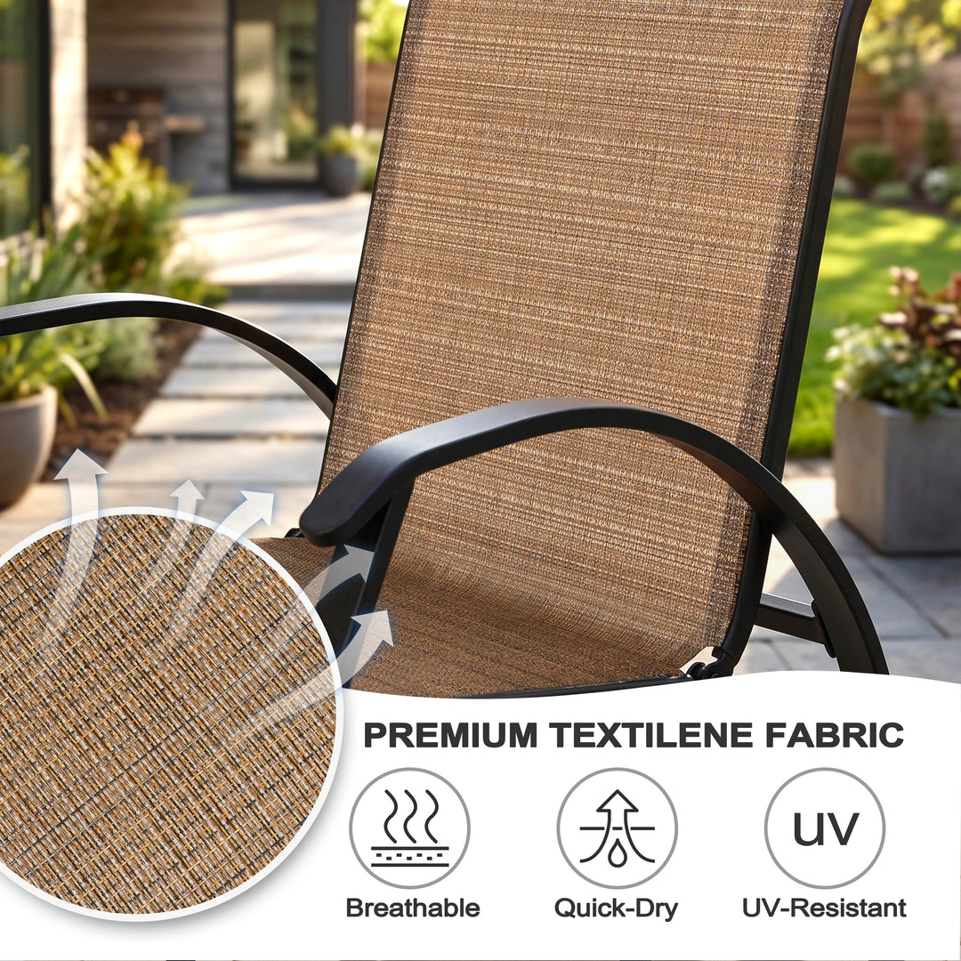 2-Piece Breathable Textilene Patio Rocking Chair, Powder-Coated Metal Frame