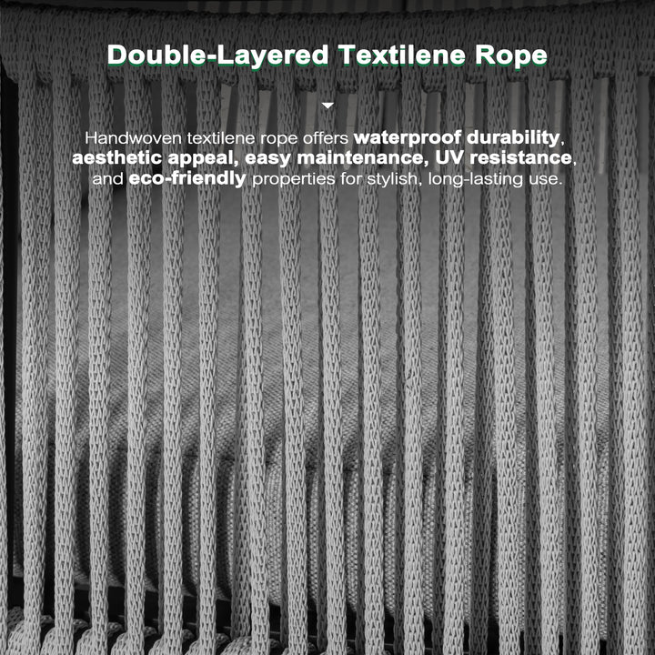 7-Piece Aluminum and Textilene Rope Dining Set with Tempered Glass Tabletop