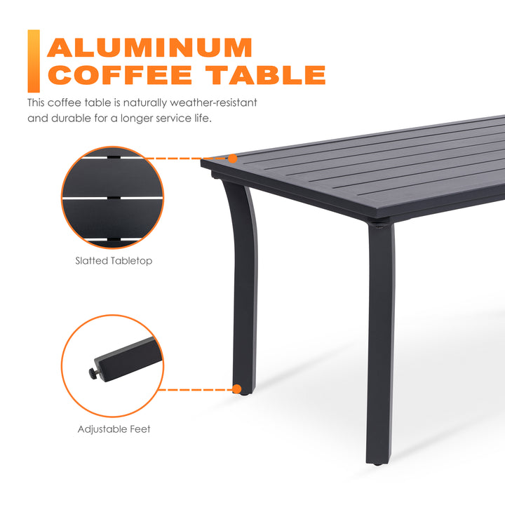 Outdoor 5-Piece Fire Pit Table Set with Aluminum Sofas with Cushions