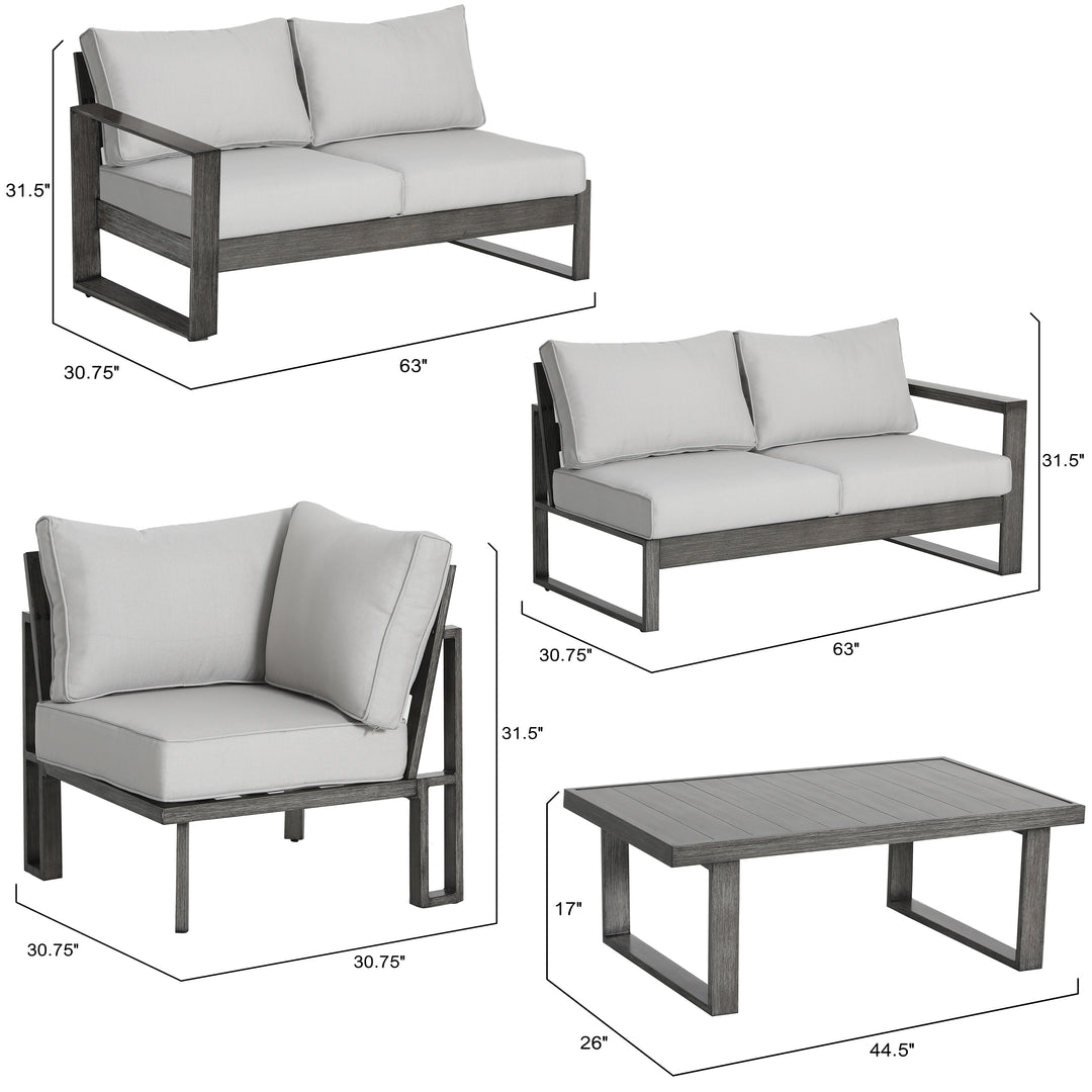 4-Piece Outdoor Aluminum Sectional Sofa Set