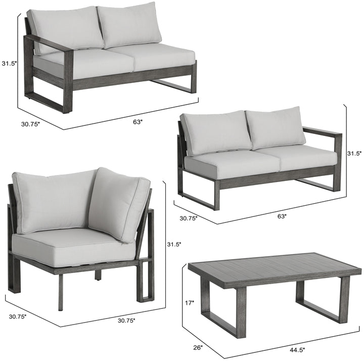 4-Piece Outdoor Aluminum Sectional Sofa Set