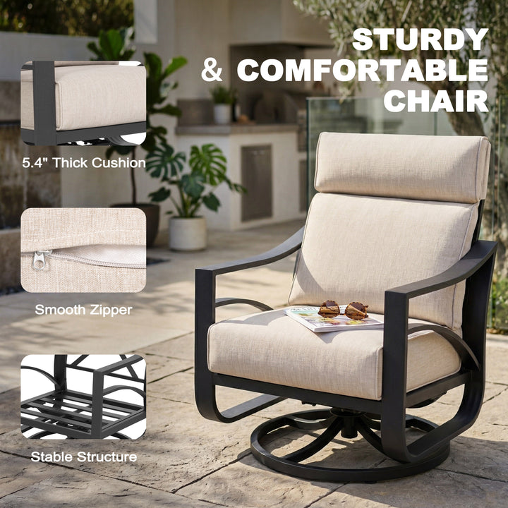 4-Piece Sofa Set with Thick Padded Zippered Cushions, Beige