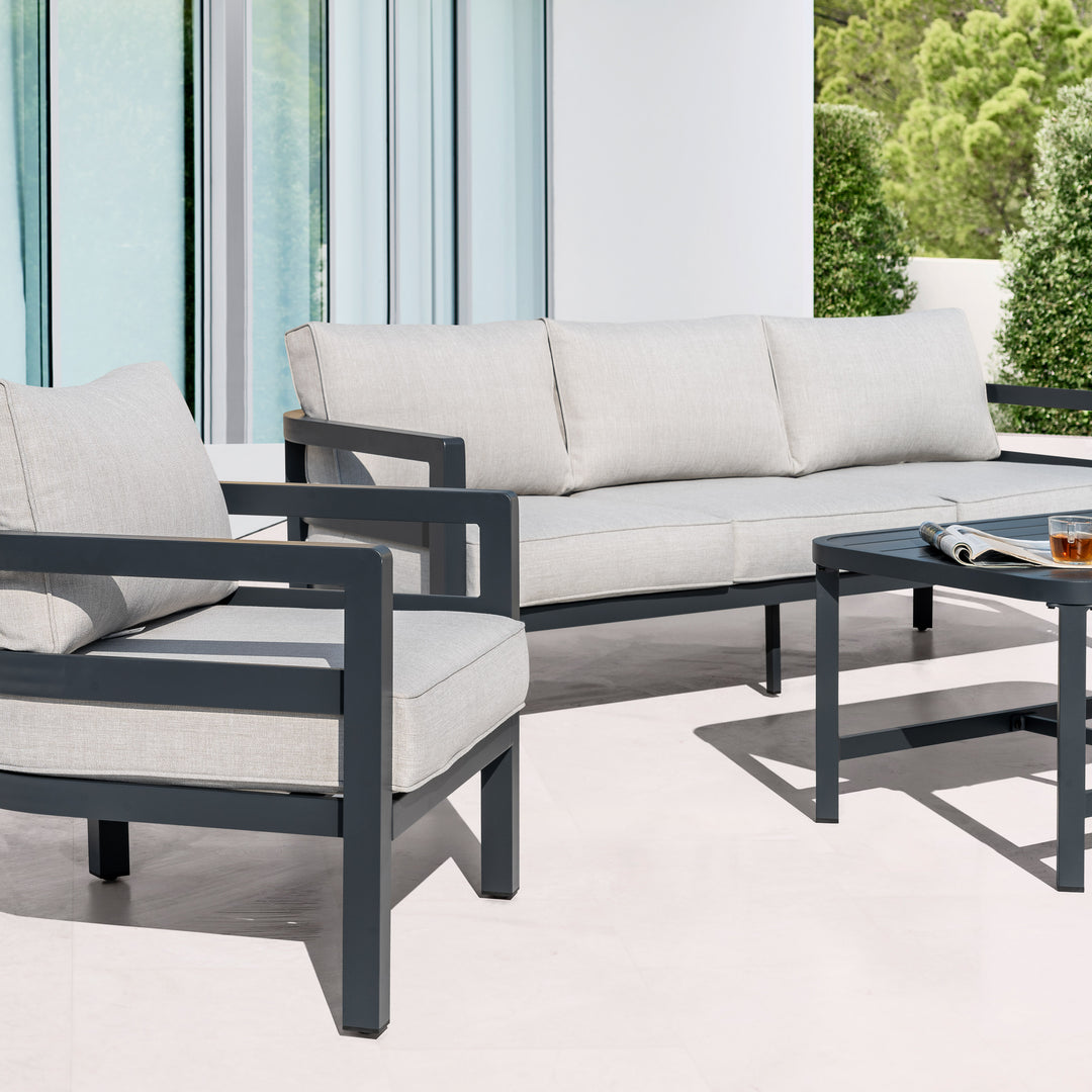 Outdoor 4-Piece Aluminum Sofa Set with Thick Zippered Cushions