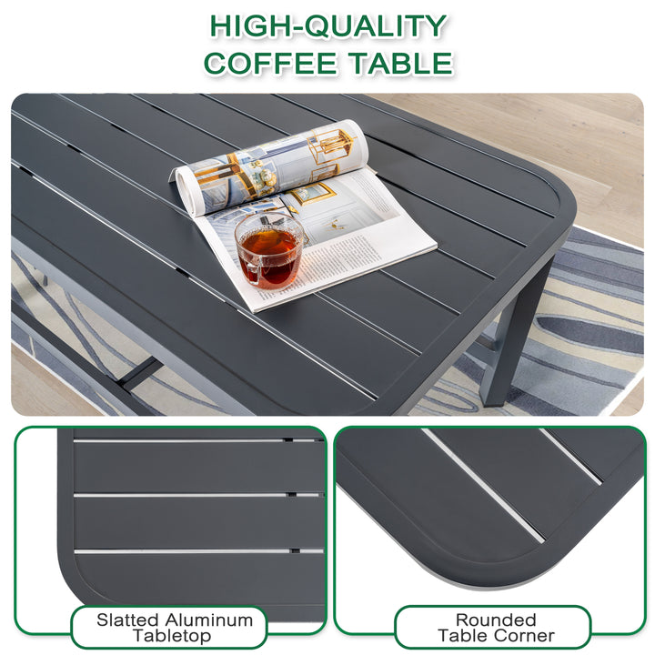 Outdoor 4-Piece Aluminum Sofa Set with Thick Zippered Cushions