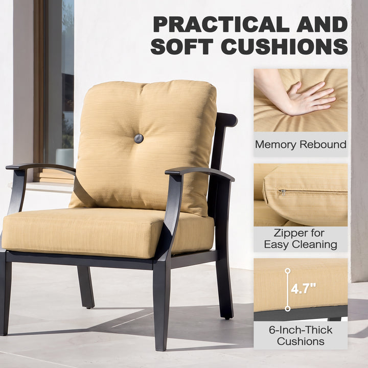 4-Piece Patio Conversation Set with Removable Cushions, Aluminum Frame