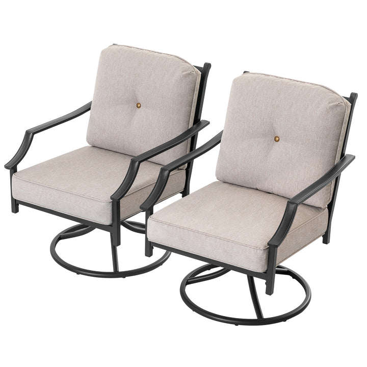 2-Piece Outdoor Swivel Patio Sofas with Thick Olefin Cushions and Wide Seat