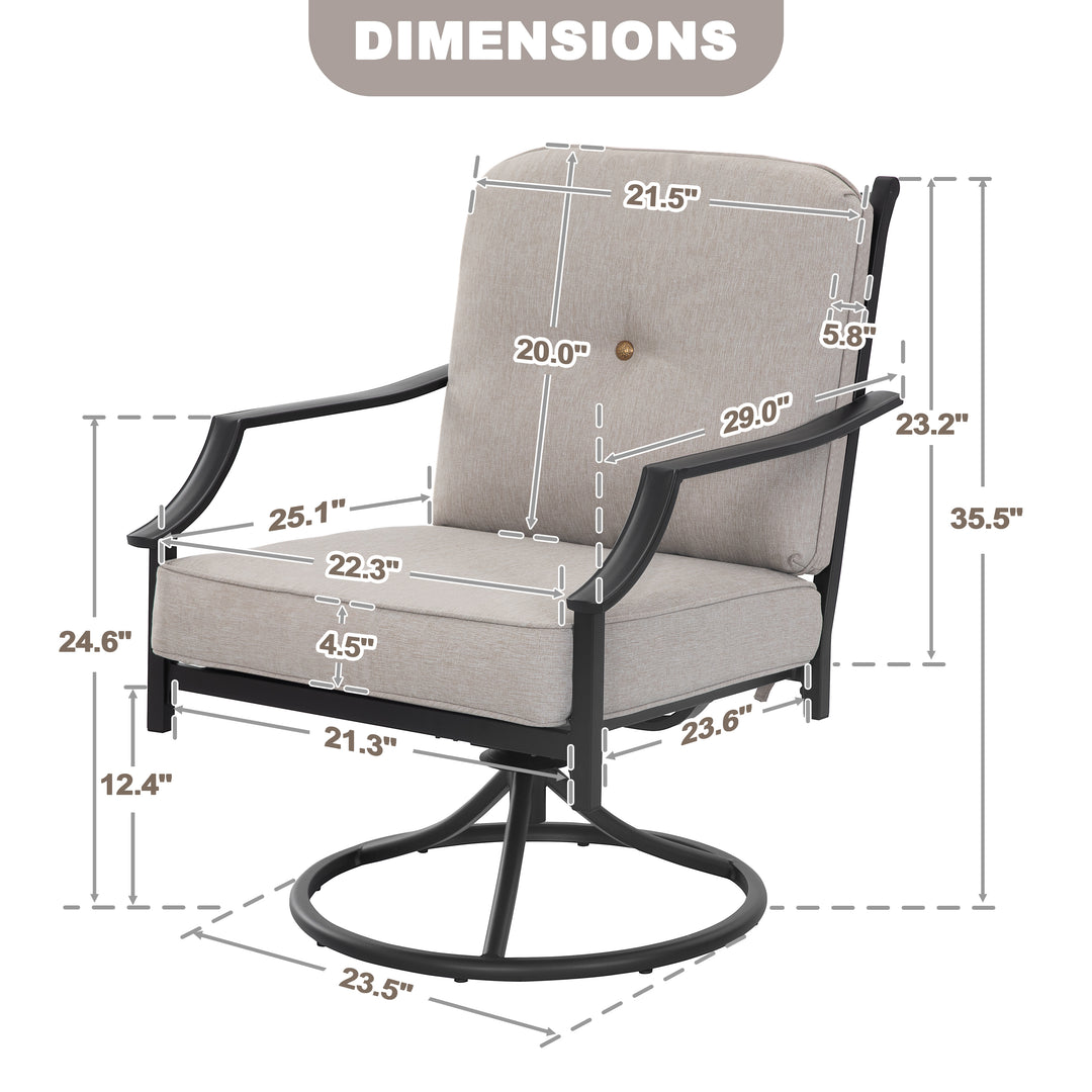 2-Piece Outdoor Swivel Patio Sofas with Thick Olefin Cushions and Wide Seat