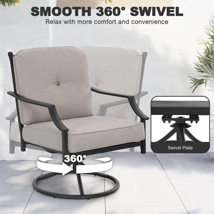 2-Piece Outdoor Swivel Patio Sofas with Thick Olefin Cushions and Wide Seat