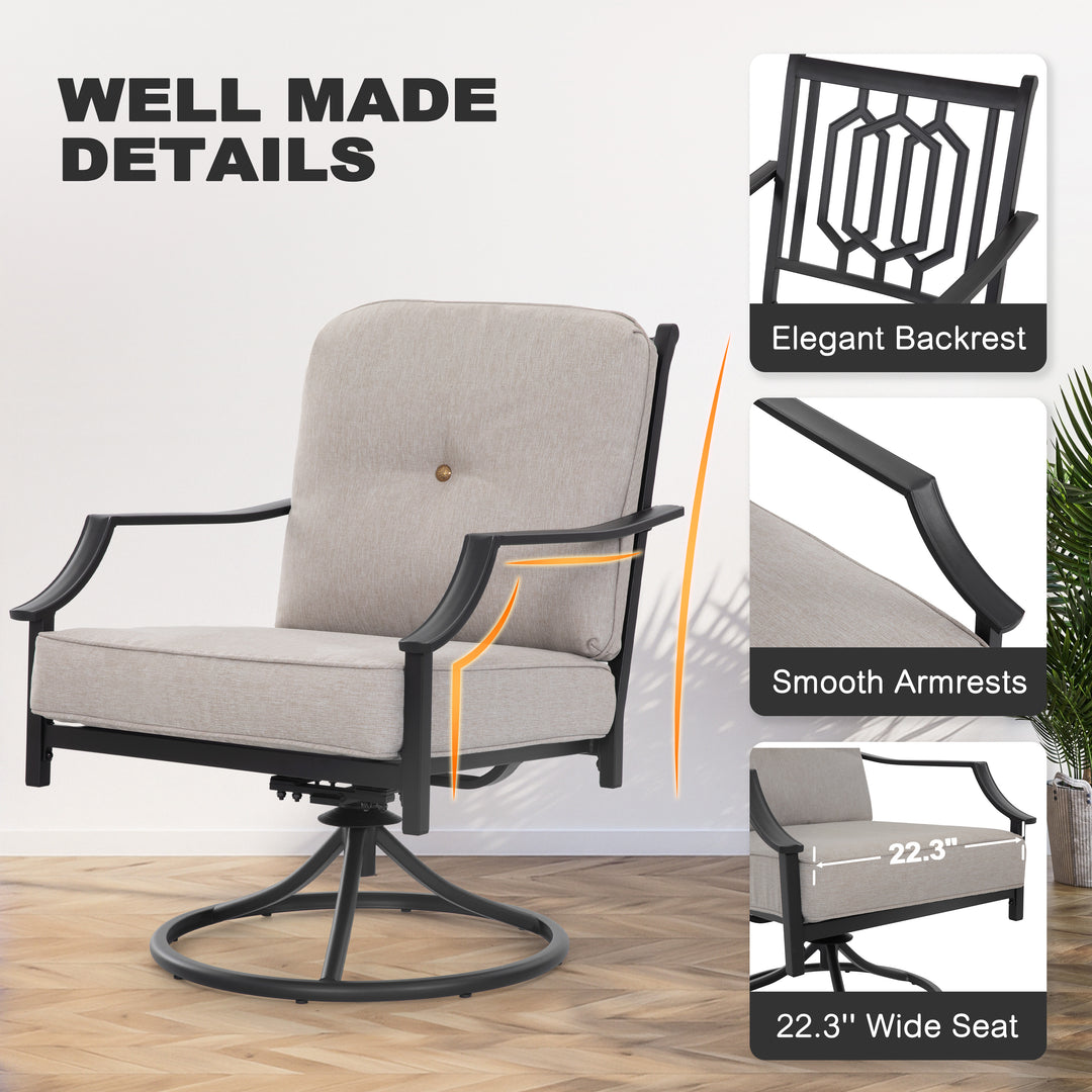 2-Piece Outdoor Swivel Patio Sofas with Thick Olefin Cushions and Wide Seat